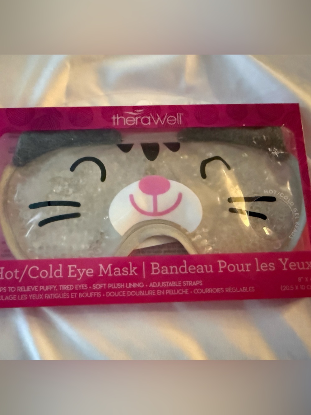 Kids Hot/Cold Cat Eye Mask - Pink/White